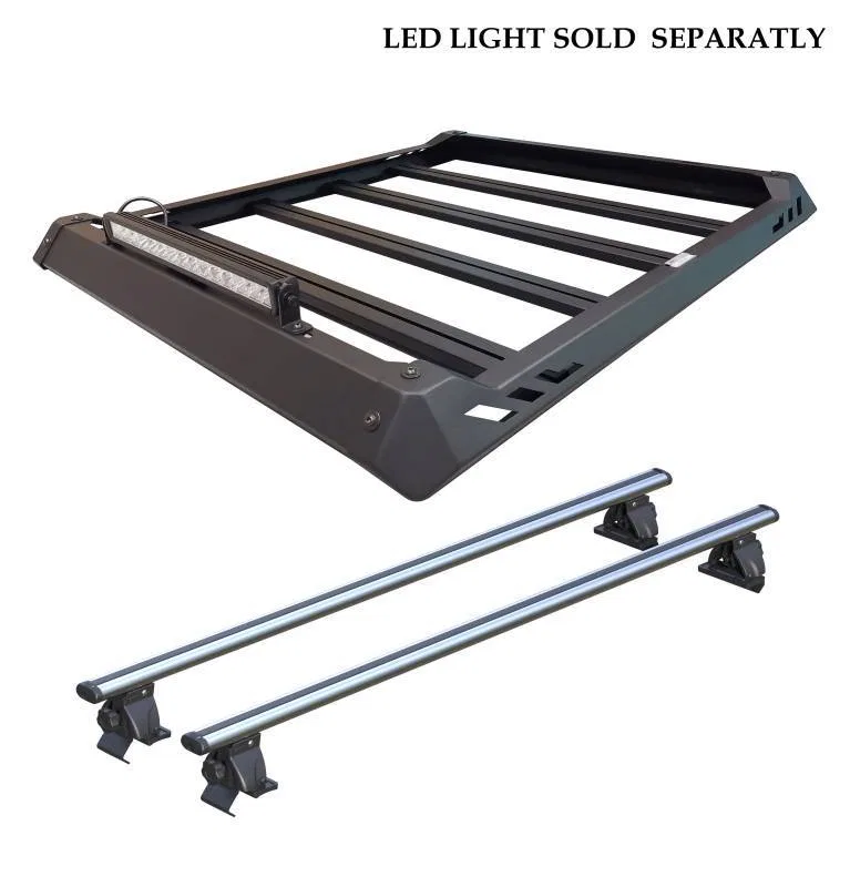 TRRB160S – BLACK HORSE Roof Basket, 55 Inch x 45 Inch Includes Cross Bars Silver Aluminum